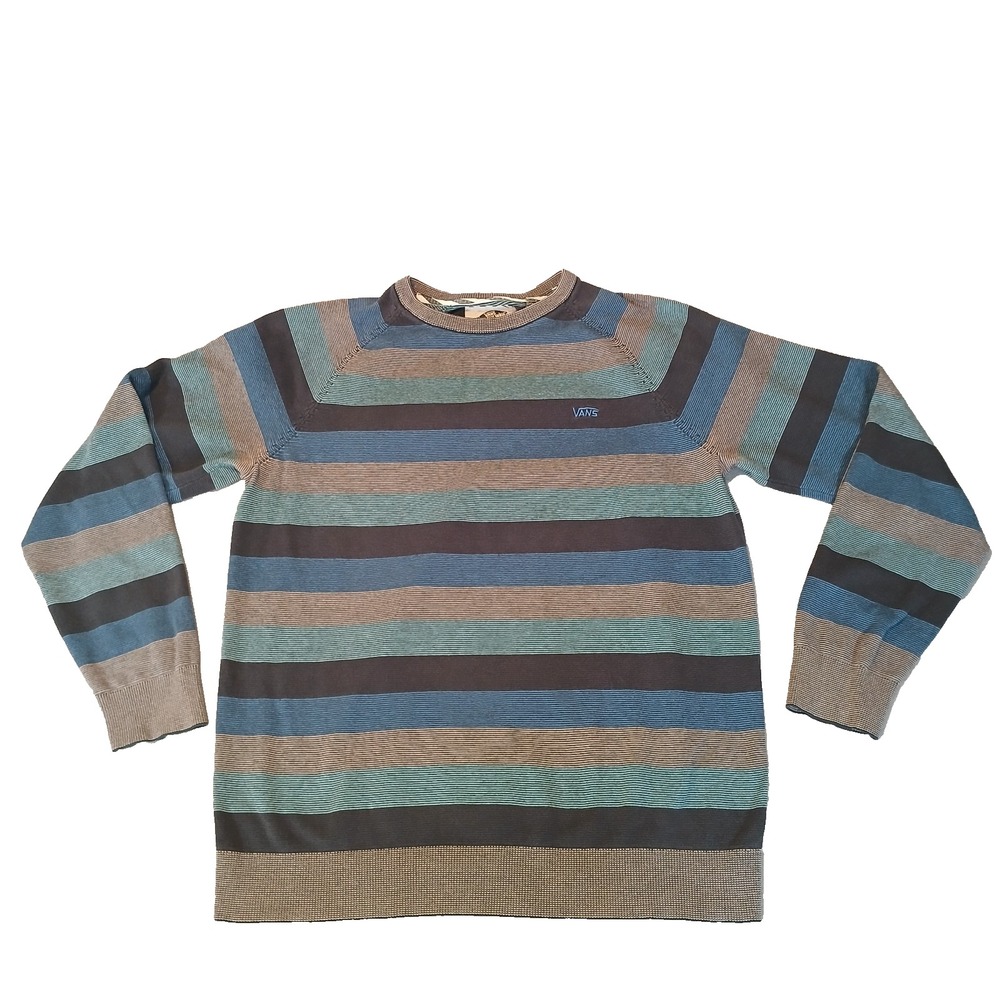 Vans‎ Off The Wall Men Striped Pullover Sweater Size L Skateboarding